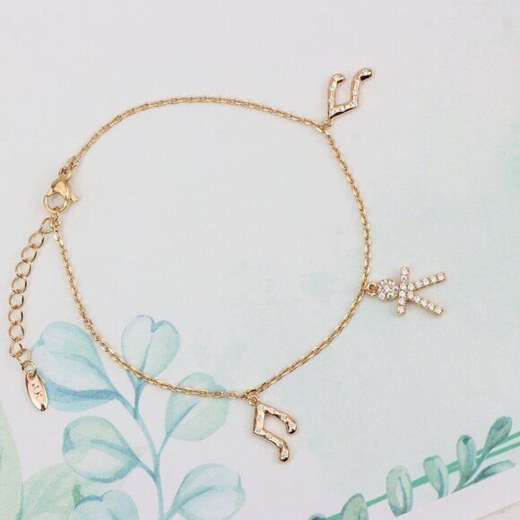 "Chic Rose Gold Charm Bracelet with Crown, Music & Stick Figure, XPBL0872 - Picture 4 of 12